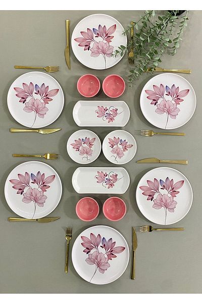 Yiğit Seramik Züccaciye Mira 14 Piece Breakfast Set for 6 People