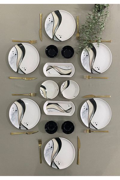 Yiğit Seramik Züccaciye Asorti 14 Piece Breakfast Set for 6 People