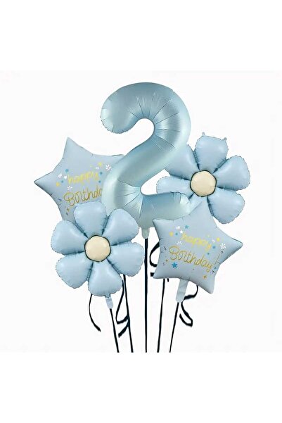 Azebu مجموعة بالونات عيد الميلاد الزرقاء الرجعية من ديزي مكونة من 5 قطع