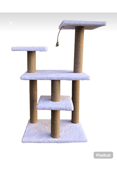 ATA PET XXL Large Cat Scratching Post Climbing Board for Large Cats with 3 Posts and Steps White