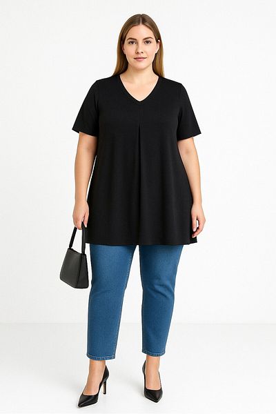 Stil Diva Μπλούζα Lycra με ασύμμετρη κοπή με λαιμόκοψη V 320315