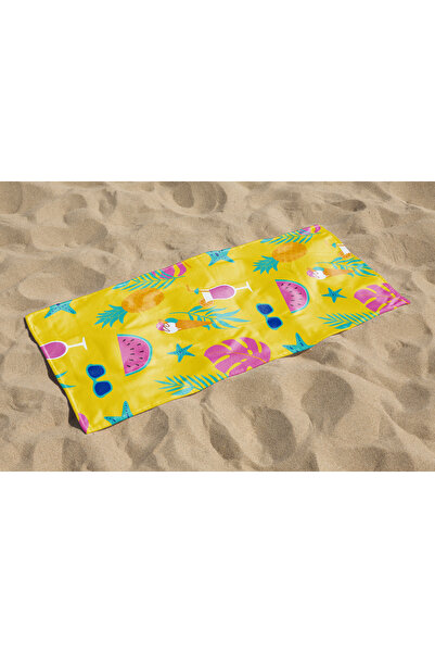 Erays Home Icecream Tropical Pineapple Patterned Digital Printed Beach Towel Unisex Beach Towel Sea Towel