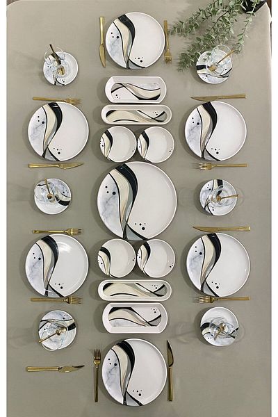 Yiğit Seramik Züccaciye Asorti 21 Piece Breakfast Set for 6 People