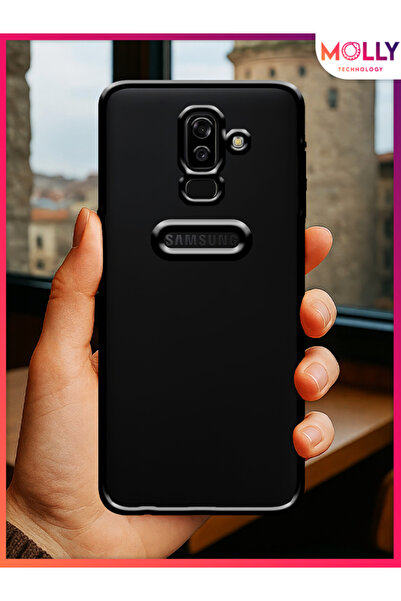 Molly Samsung Galaxy J8 İçin Kenarları Siyah Lens Koruyuculu Lou Lazer Şeffaf...