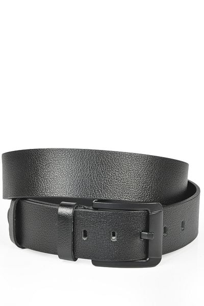DeepSEA Men's Black Genuine Buffalo Leather Black Buckle 4.5 cm Jeans Belt 2402615