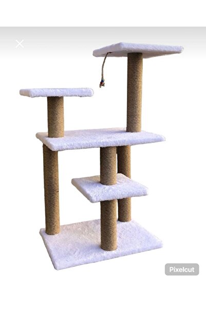 ATA PET XXL Large Cat Scratching Post Climbing Board for Large Cats with 3 Posts and Steps White