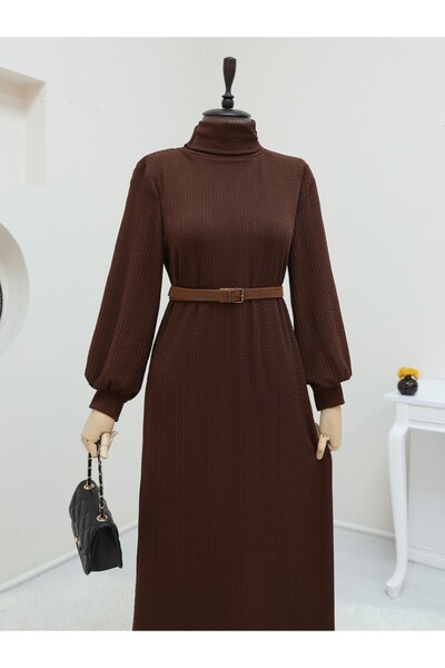 HİJABAYA Turtleneck Belted Lycra Dress