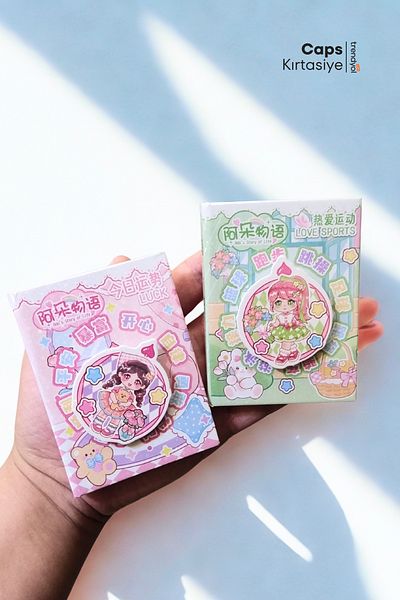caps office 2Pcs Cute Girls Mini Notebook Set with Passion Flower Cover – Kawaii Notebook Stationery Set