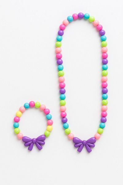 MakeWell Colorful Necklace and Bracelet Set with Bow Design