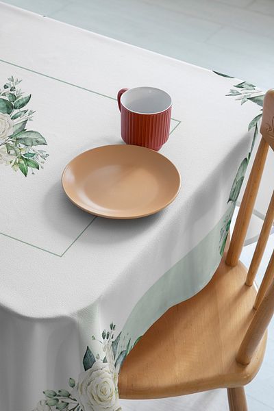 Rell Home Κάλυμμα τραπεζιού χωρίς ανησυχία, ύφασμα Slub, μοντέλο που δεν μουτζουρώνει