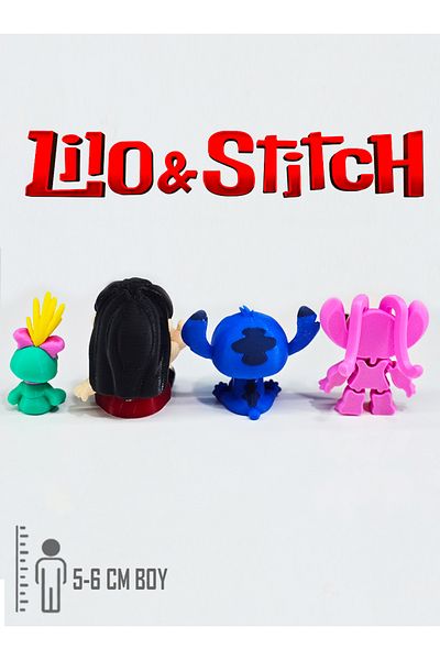 Suelo Butik 4-Piece Lilo and Stich Character Figure Toy Set Scrump, Angel, Stich, Lilo 5-6 cm