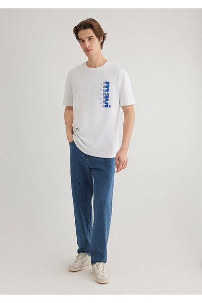 Mavi Weißes T-Shirt mit Jeans-Aufdruck - Loose Fit 0611745 -620