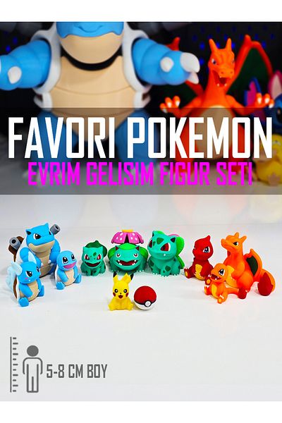 Suelo Butik Pokemon Favorite Characters Evolution-Development Figure Set Squirtle,Bulbasaur,Charmander,Pikachu Toy