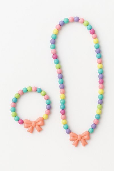 MakeWell Colorful Necklace and Bracelet Set with Bow Design