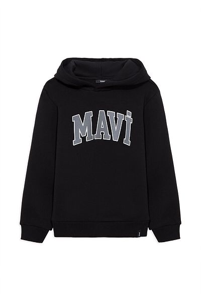 Mavi Černá mikina s kapucí s potiskem loga 6610110-900