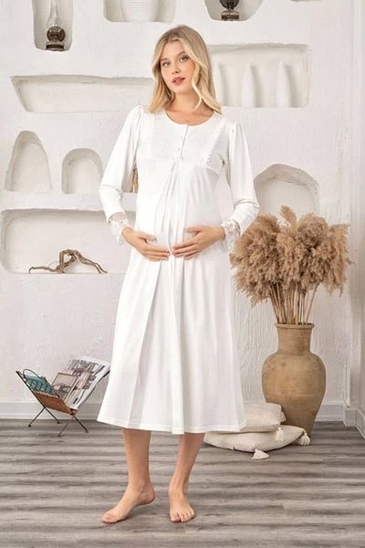 Allure soft Bone Women's Maternity Lycra Viscose Nightgown