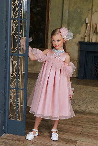 nisaykids Kız çocuk elbise bileklik toka takım