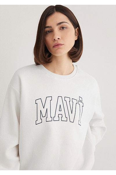 Mavi Weißes Sweatshirt mit Logo-Aufdruck1611192-70057