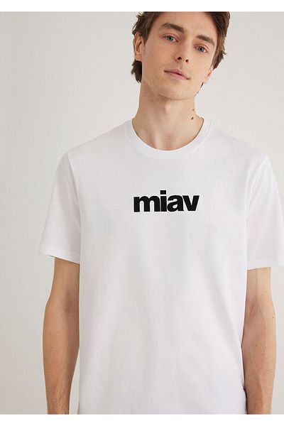 Mavi Schwarzes, weißes T-Shirt mit Miav-Aufdruck, Regular Fit / Regular Fit067153-602