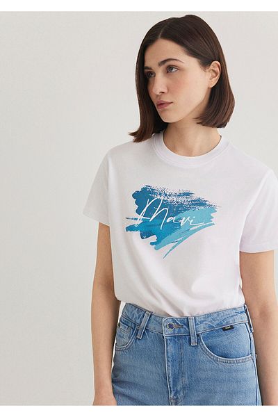Mavi Bedrucktes weißes T-Shirt Regular Fit / Regular Fit1612240-620