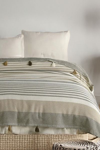 Akaystore Olvina Double Pike 220 X 240 cm 100% Cotton Bedspread with Pompom