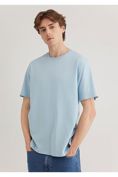 Mavi Blaues Basic-T-Shirt mit Rundhalsausschnitt, Loose Fit / Loose Relaxed Fit0611824-70815