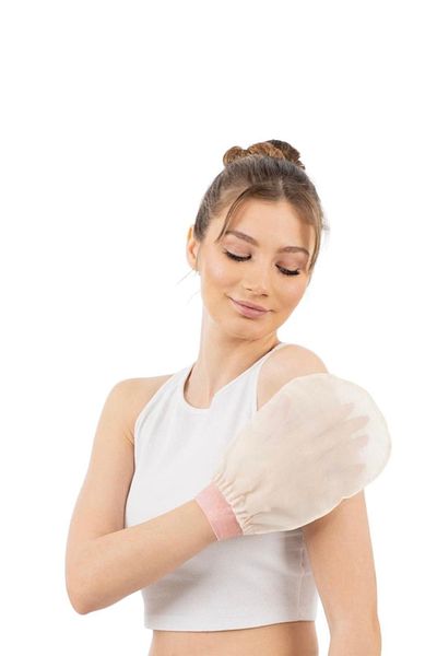 SYN AKSESUAR Super Set of 2 Bath Shower Washcloth Exfoliating Glove Smooth Touch Silk, Natural Horsehair Brush