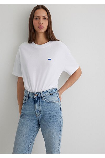 Mavi Weißes Basic-T-Shirt mit Rundhalsausschnitt, lockere Passform / lockere, entspannte Passform1612188-620