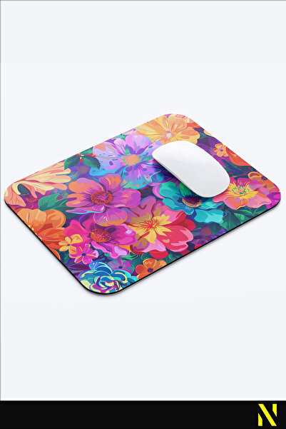 nilizma Цветна ергономична подложка за мишка с флорален мотив и противоплъзгаща повърхност, идеална за използване у дома и в офиса
