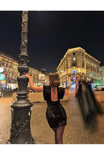 Genel Markalar Pul payet elbise siyah