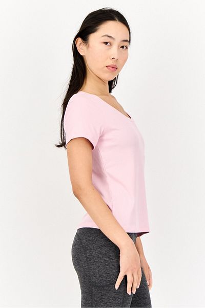 SKECHERS Women Sportswear Fit Short Sleeves Training T-shirt, Pink