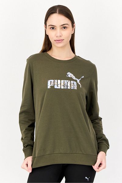 Puma Women Sportswear Fit Long Sleeves Outdoor Sweatshirt, Olive