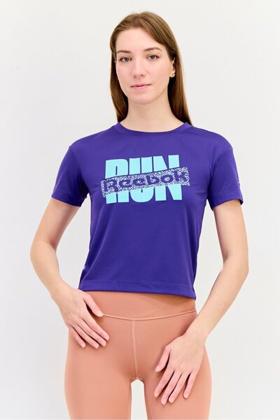 Reebok Women Sportswear Fit Short Sleeve Running Top, Purple