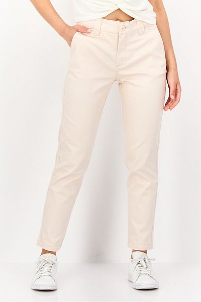 Salsa Women Slim Fit Solid Chino Pants, Cream