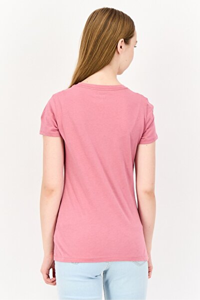 GAP Women Crew Neck Short Sleeve Brand Logo T-Shirt, Pink