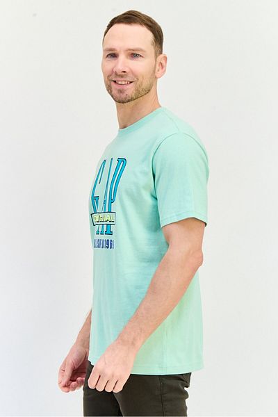 GAP Men Crew Neck Brand Logo Short Sleeves T-Shirt, Mint Green