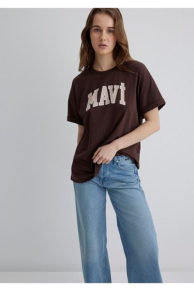 Mavi Καφέ μπλουζάκι με λογότυπο Oversize / Φαρδιά κοπή 1600843 -88062
