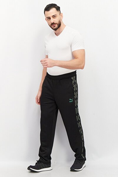 Puma Men Sportswear Fit Brand Logo Drawstring Track Pants, Black