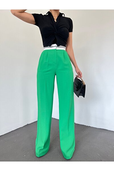 HİJABAYA Loose Trousers with Reverse Belt and Velcro Waist