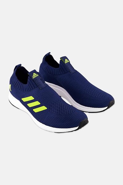 adidas حذاء تدريب سهل الارتداء Adiron 1,0 بثلاثة خطوط للأولاد، أزرق داكن