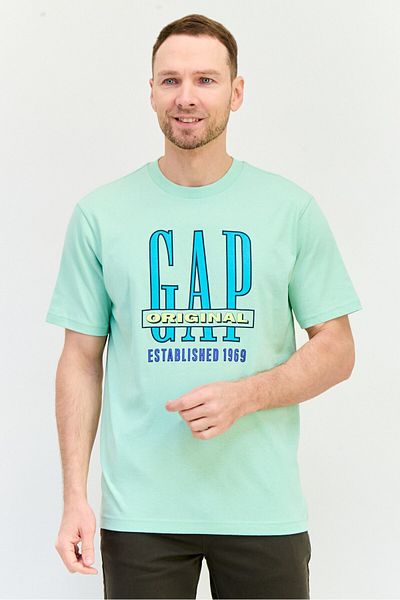 GAP Men Crew Neck Brand Logo Short Sleeves T-Shirt, Mint Green