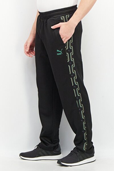 Puma Men Sportswear Fit Brand Logo Drawstring Track Pants, Black