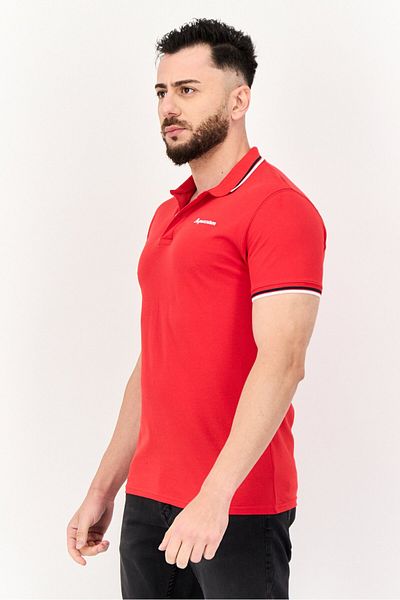 Aquascutum Men Regular Fit Brand Logo Short Sleeves Polo Shirt, Red