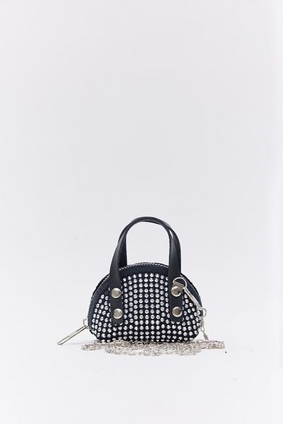 Shanta Black D12 Stone Mini Size Chain Single Compartment Faux Leather Women's Wallet B:7 E:10 W:6