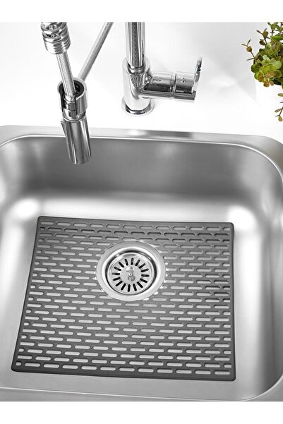 seahome Dikdörtgen Silikon Lavabo Buzluk Matı 33x28 Cm Gri Renk 1 Adet M-115