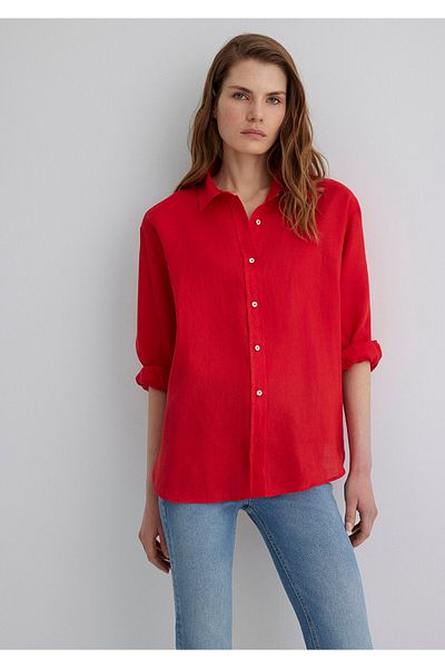 Mavi Red Linen Shirt Loose Fit / Loose Relaxed Fit 1210747 -80791
