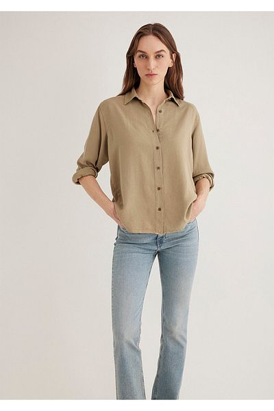 Mavi Πουκάμισο με λινό μείγμα Khaki Tencel Loose Fit 1211046 -70361