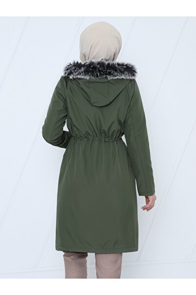 HİJABAYA Dislocation Hooded Lace-Up Bondit Short Coat