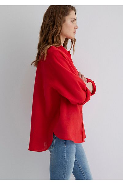 Mavi Red Linen Shirt Loose Fit / Loose Relaxed Fit 1210747 -80791