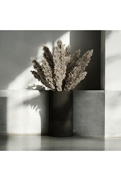Dekor Modern Siyah Silindir Dekoratif Vazo – 16 cm